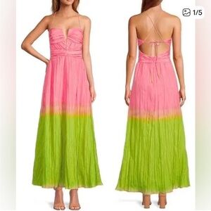 ANTONIO MELANI Seraphina Pink to Lime Ombre Maxi Dress